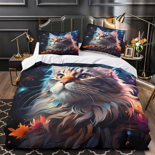 Housse de couette chat 3D en microfibre premium douce et résistante - 2