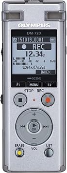 OM SYSTEM Olympus Voice Recorder DM-720 with 4GB, Micro SD Slot, USB Charging, Direction PC Connection, Transcription Mode, Silver