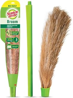 - Scotch-Brite No-Dust Broom with Long Handle | Flat Fiber Jhadu for Fine Dust & Hair | Reaches All Corners | Multipurpose Floor, Cobweb & Ceiling Cleaner | No Back Strain