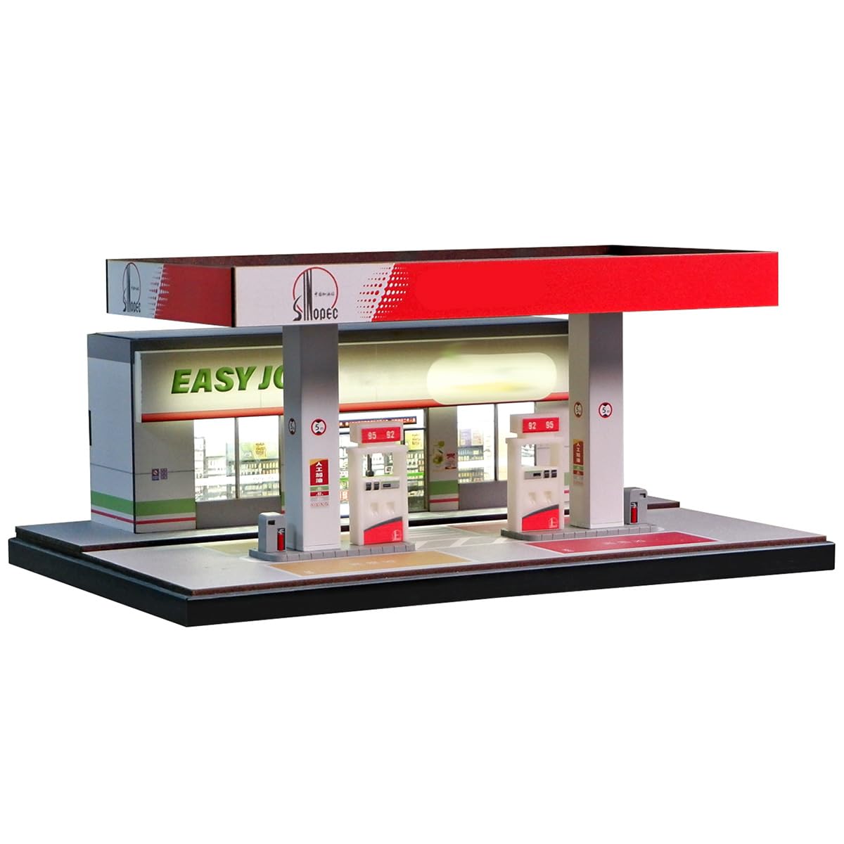 BAUBAUPLAY 1/64 Scale Sinopec Petrol Station Model, Diorama Accessory for Model Cars (Vehicles and Figures Not Included)