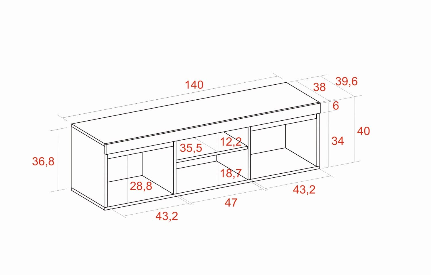 Skraut Home - Set di mobili per il soggiorno | Tavolo 200 piedi U 10 commensali | Mobile TV 140 | Madia/Credenza 140 | Rovere e Nero | Stile industriale
