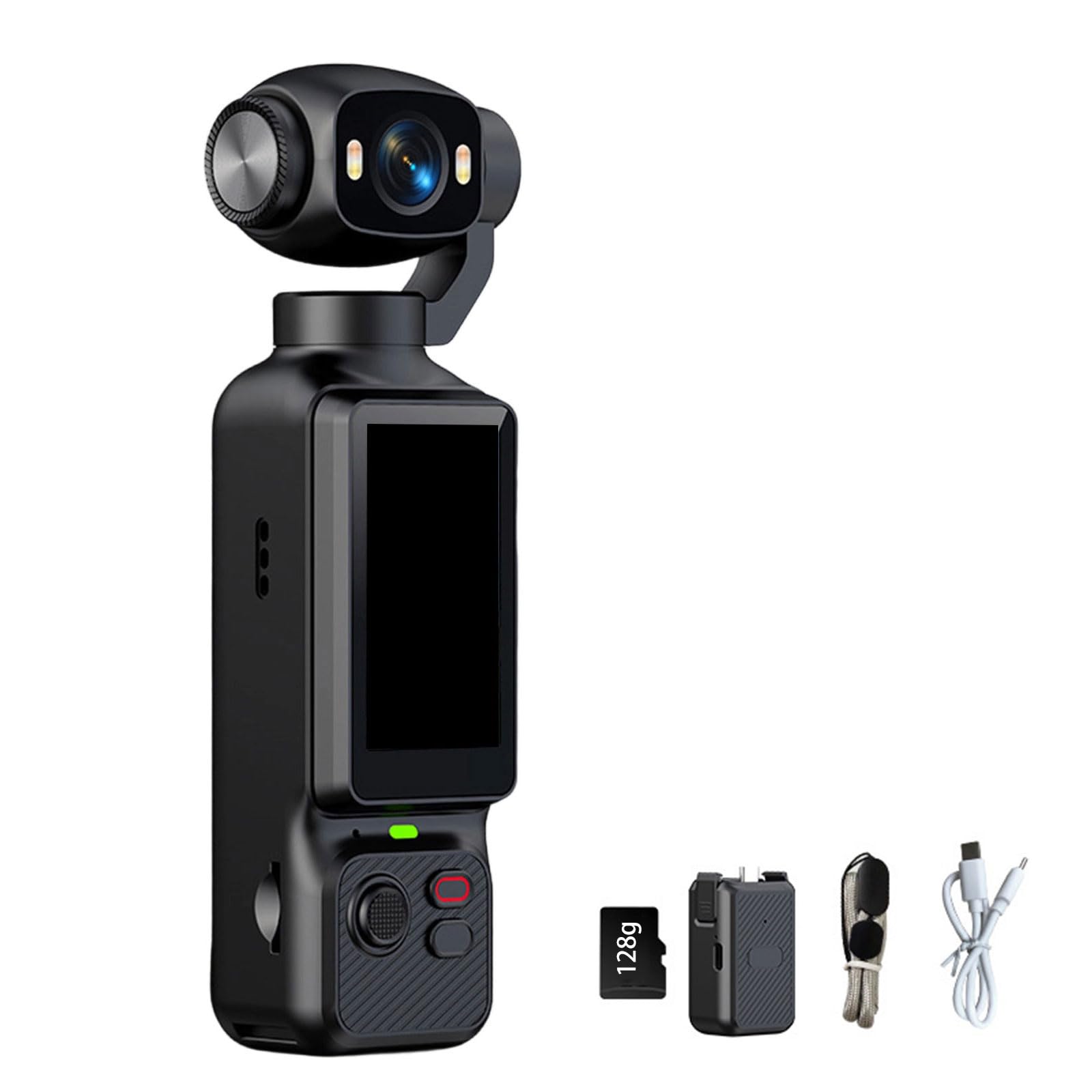 Action Camera portatile 1080P con lente rotante e anteriore, nero