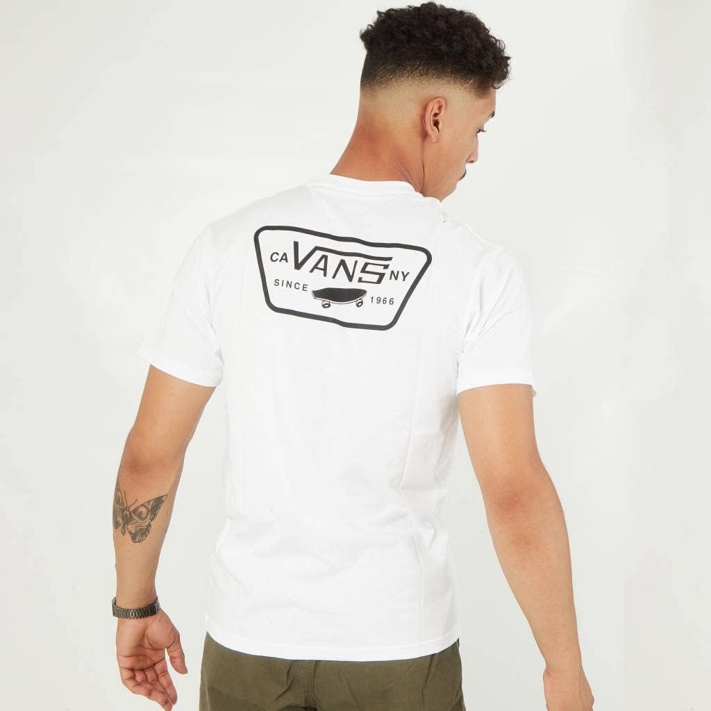 Vans Men's Classic Tee ((Full Patch Back) White/Black, Medium)