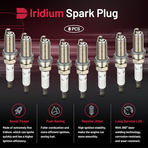 Image of BDFHYK Iridium Spark Plugs 41-114 Compatible with Cadillac Escalade ESV,Compatible with Chevy Camaro Corvette Silverado 1500 Suburban Tahoe,Sierra 1500 Yukon XL 5.3L 6.2L 12622441 ILTR5E11 Set of 8