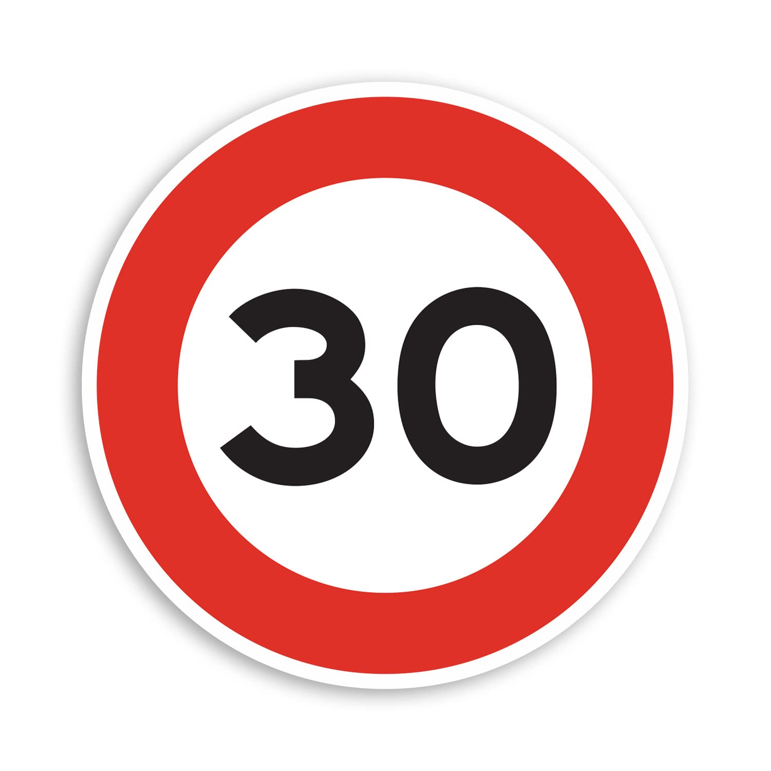 2 x 10cm Speed Limit Thirty Sign Vinyl Stickers - 30 Warning Stop Slow Wheelie Bin Sticker #70614