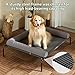 Cooling Elevated Dog Bed for Large Dogs – Waterproof Raised Dog Cot with Slope Headrest, Breathable Teslin Mesh, Durable & Portable Pet Bed for Indoor and Outdoor Use, Grey