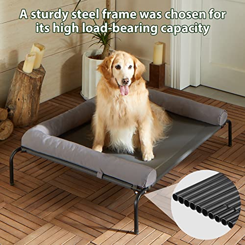 Cooling Elevated Dog Bed for Large Dogs – Waterproof Raised Dog Cot with Slope Headrest, Breathable Teslin Mesh, Durable & Portable Pet Bed for Indoor and Outdoor Use, Grey - Image 5