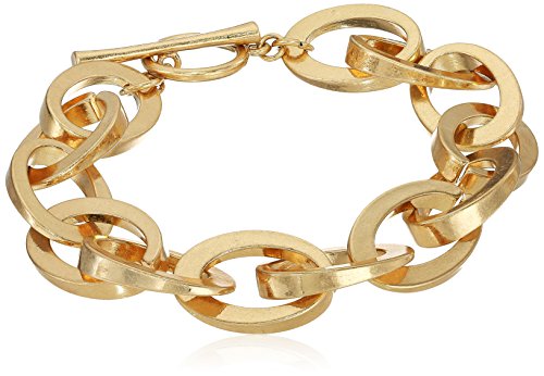Steve Madden Women s Oval Link Yellow Gold-Tone Bracelet