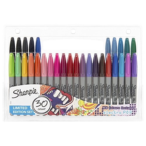 Sharpie - Lot de 30 marqueurs permanents à pointe fine multicolore