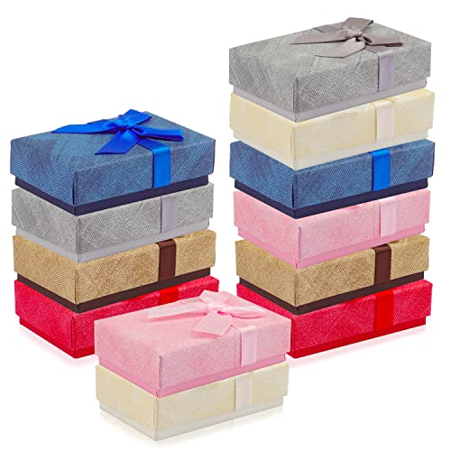 Lainrrew 12 Pcs Gift Box Set, Jewelry Gift Boxes Necklace Bracelet Earring Ring Box Cotton Filled Cardboard Paper Jewelry Box Gift Cases Bulk for Wedding, Engagement, Anniversaries (Mix 2)