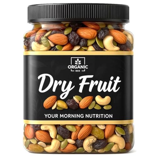 Image of Organic Box 100% Natural and Premium Healthy Mix Dry Fruits and Nuts Healthy for Every Occasion Fresh and Healthy Dry Fruits (1000 Gram) - Diwali Gift Pack