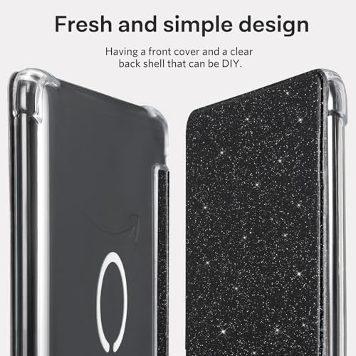 Image of CoBak Magnetic Clear Case for 7 inch E-Reader - Compatible with iPhone MagSafe, for PopSockets Grips, for Belkin /Anker Wireless Charging Pads and Magnetic Stand,Black Glitter