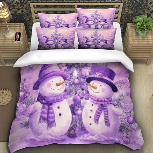 Housse de couette flocons de neige imprimé 3D microfibre parure de lit 200x200 - 5