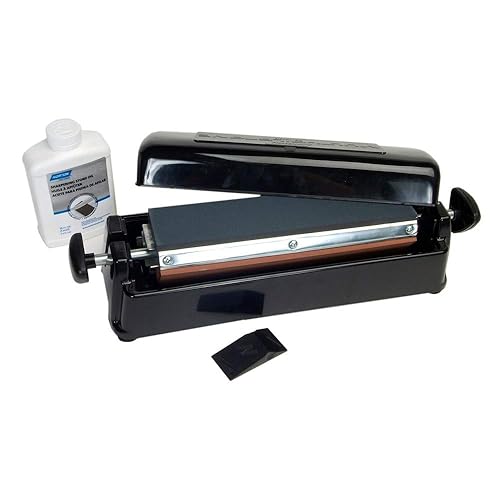 Miniatura 2 de Norton Abrasives IM313 Pro - Sistema de afilado de piedras de aceite múltiple, Crystolon medio y piedras finas de la India, aceite Norton de 4-1/2