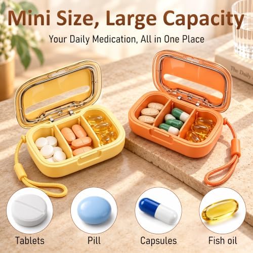 2 Pack 3 Compartment Small Pill Organizer，Travel Pill Case — 사진 3