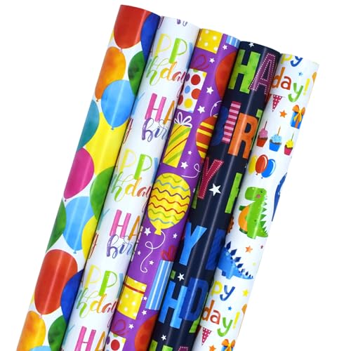 5 Roll Package Gift Wrapping Paper 43cm * 3m - Perfect for Birthday Wedding Party Valentines Day Gift Decorations