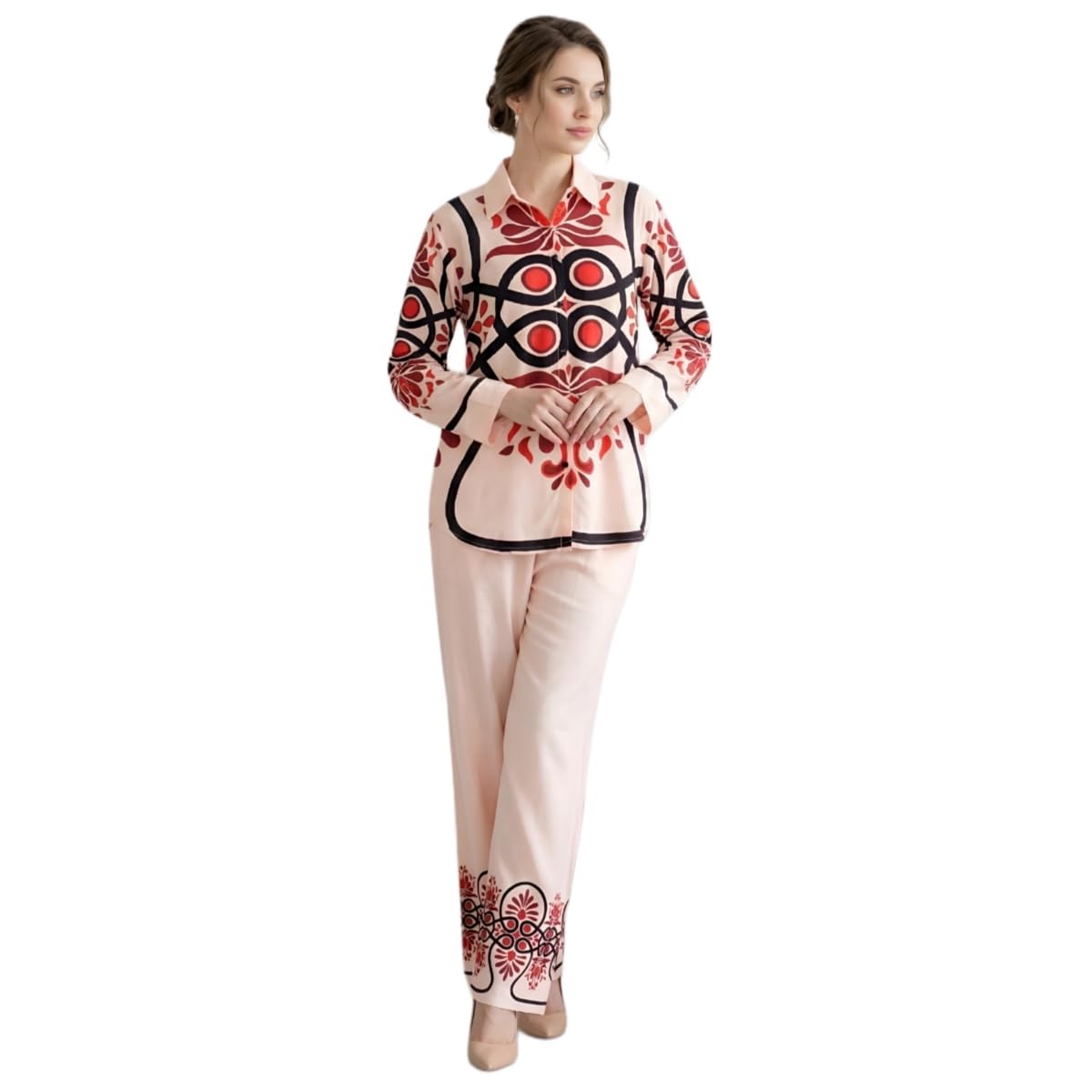 Women Flash Soft (crepe silk) Printed Round Neck Full Sleeve Stylish Co ord set-picture-18