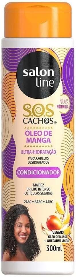 Salon Line, Condicionador, SOS Cachos, Óleo de Manga, Ultra-Hidratação - Cabelos Ondulados, Cacheados e Crespos, 300 ml