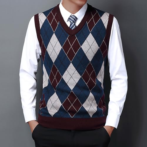 Muscularfit Mens Sweater Vest V Neck Sleeveless Pullover Sweater Argyle Cable Knit Sweater Vest Lightweight Knitted Pullover2