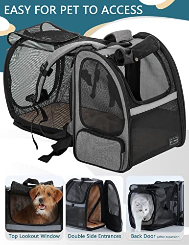 Petsfit Dog Backpack Carrier,Cat Backpacks Expandable with Great Ventilation,Fleece Mat,Perfect for Hiking,Camping Hold Pets Under 22lbs - Image 3