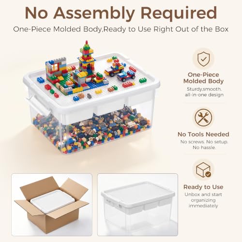 Image of Citylife 17 QT Plastic Storage Box with Building Baseplate Lid and Removable Tray Craft Organizers and Storage Clear Storage Container for Organizing Bead, Tool, Sewing