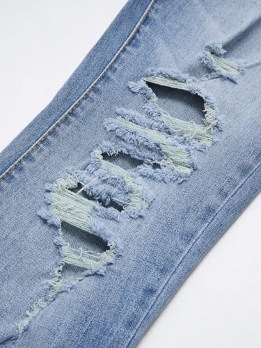 Flamingals Women's Bell Bottom Jeans Flared Ripped Stretchy Mid Rise Cut Out Distressed Denim Bootcut Jeans - Image 6