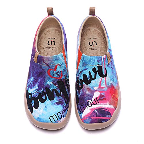 Image of UIN Women's Art Painted Travel Shoes Slip On Casual Knit Loafers Lightweight Comfort Fashion Sneaker Toledo ⅠBirds and Flowers