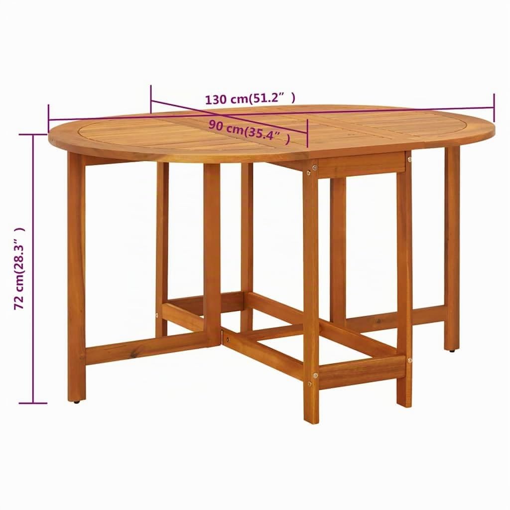vidaXL Mesa para Exterior Jardín Ovalada de Alas Abatibles de Madera de Acacia