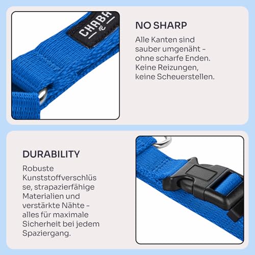 Chaba Guard Hundegeschirr für kleine und mittelgroße Hunde mit Kontrolle, Anti-Zug & Würgen, Verstellbar, Bequem und Leicht, Classic Step-in Brustgeschirr, Dog Harness, Größe M, BLAU
