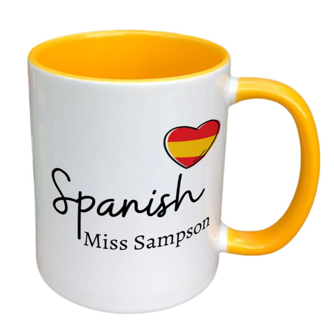 Personalised Spanish Mug - Foreign Languages Mug - Personalised Spanish Teacher Mug - Spanish Student Mug - Spanish Teacher Gift (Blue)