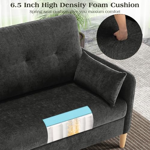 Image of Hanherry Loveseat Sofa, 47 inch Small Couch for Living Room, Comfy Chenille Fabric Love Seat for Bedroom with Throw Pillow,Removable Cushion Cover,Couches for Small Space,Apartment,Dorm