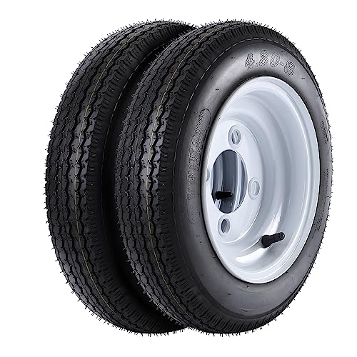 Image of 4.80-8 4.80x8 480-8 4.80-8 Trailer Tires with 8'' Rims, 4 Lug on 4'', Load Range C, 6PR