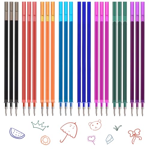 24 Piezas Boligrafo Borrable Recambios, Compatibles con Legami, Punta de 0,7mm, Altura 13cm, Bolígrafo Roller borrable, Erasable Pen Refill, Recambio Tinta Borrable, Tinta Termosensible