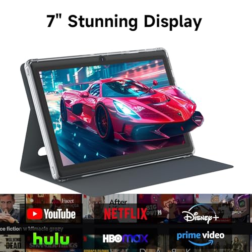 Image of HOTTABLET Tablet 7Inch Android 14.0 with Protective Case, 8GB(3+5GB Expand) RAM+ 32GB ROM, IPS Screen, Dual Camera, Bluetooth 5.0 WiFi Tab (Black)