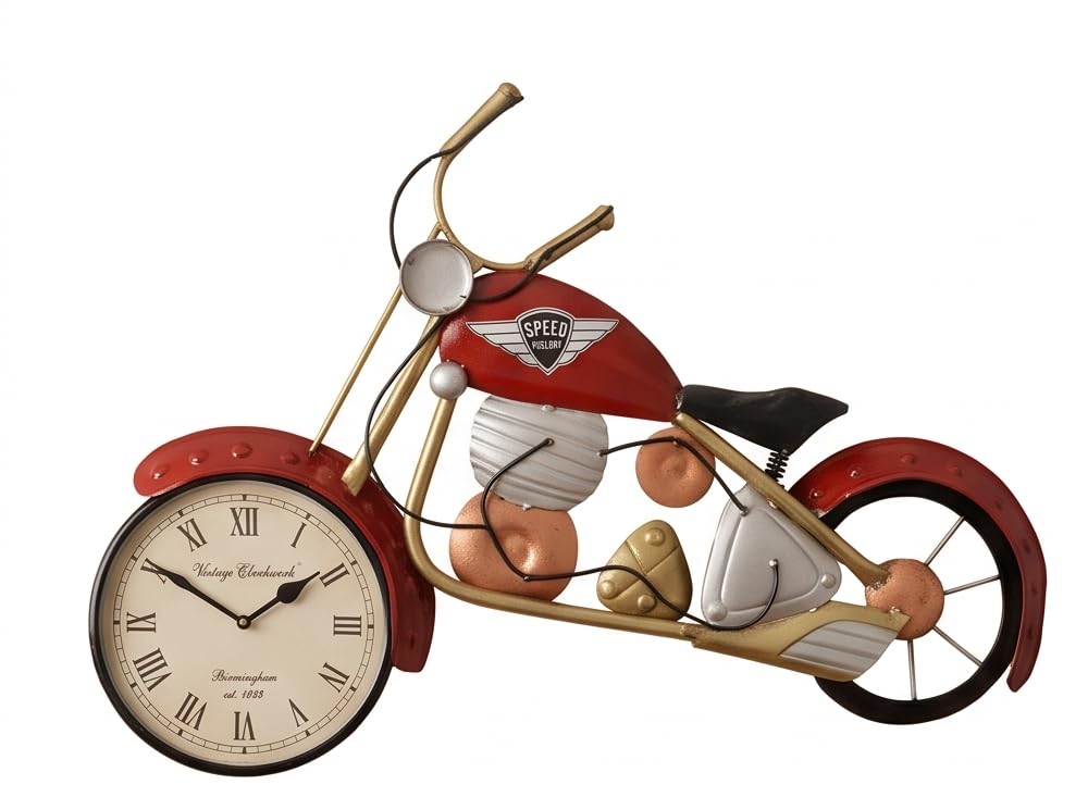 Vintage Motorcycle Wall Clock | Metal Bike Design Decorative Wall Clock | Handmade Iron Home Decor Clock-image-29
