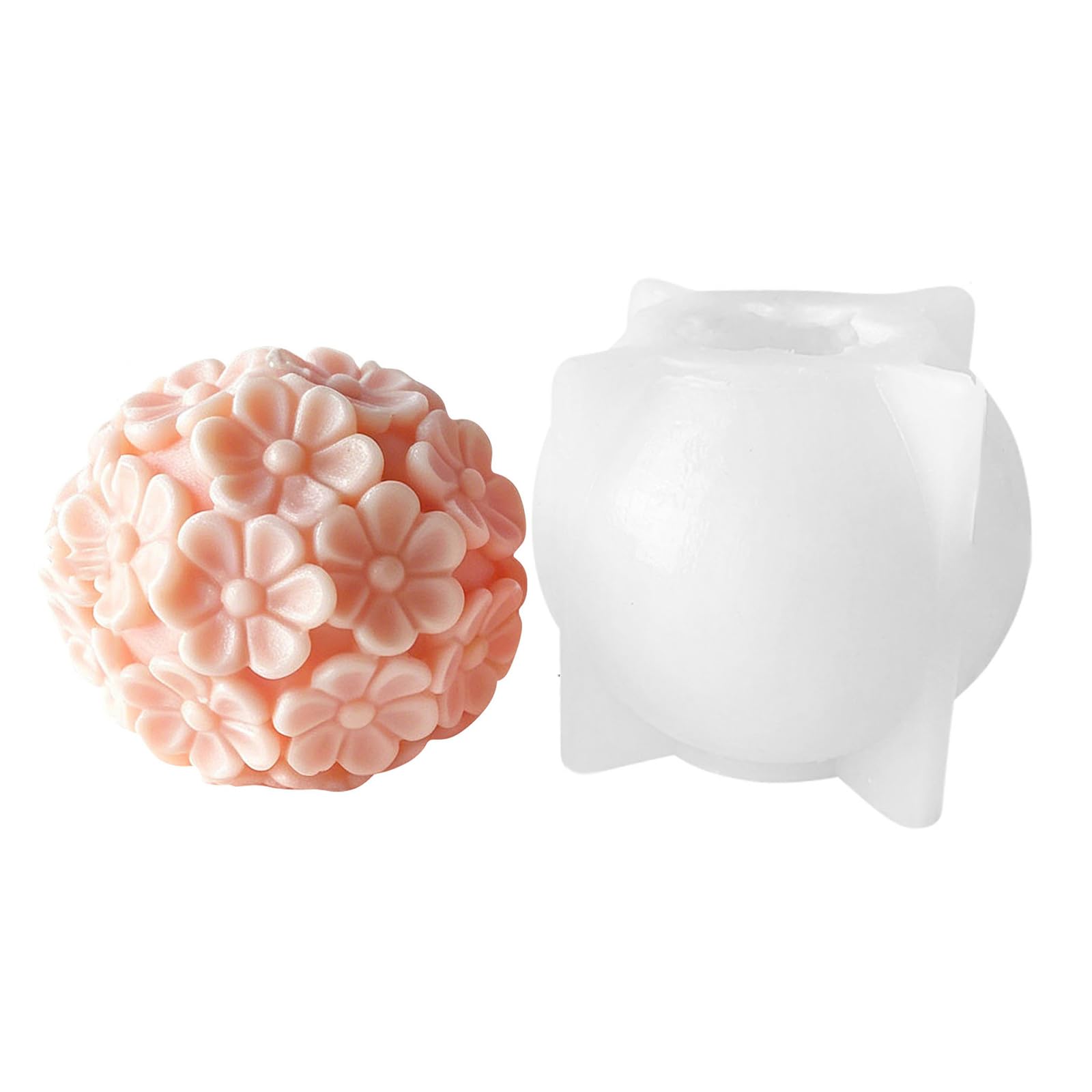 Elnwnnkc Silicone Mold Flower Relief Sphere for Home Making, Decorative Wax, Resin, Soap and Plaster Floral Mold Silicone Wax Sphere Decorative Casting Making Plaster Resin Soap Home