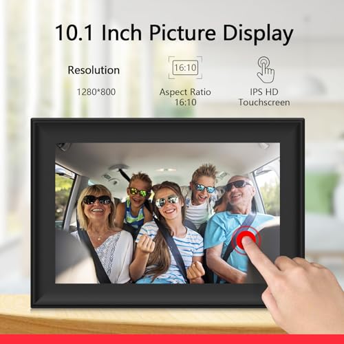 Image of 32GB 10.1 Inch WiFi Digital Picture Frame with 1280x800 HD IPS Touch Screen, Send Photo or Videos via App or Email,Support USB Drive /SD Card Extend Storage,Auto-Rotate,Wall Mountable