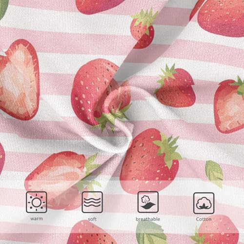 Wusikd Strawberry Girls' Underwear Cotton Pink Stripes Girls Briefs Soft Toddler Underwear 2T3