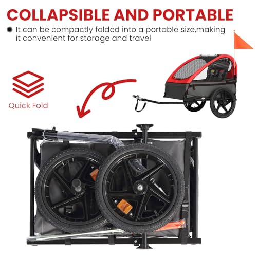 Image of Sepnine Kids Bike Trailer, Suitable for 1 to 2 Kids, 12+ Months, Quick Attach to Bike, Foldable, with 5-Point Harness and Storage Bags