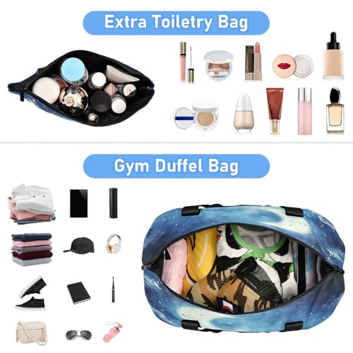 Mermaid Moon Blue Travel Duffel Bag for Women Men Gym Bag with Shoe Compartment Wet Pocket Carry On Weekender Overnight Bags for Travel Gym Yoga School4