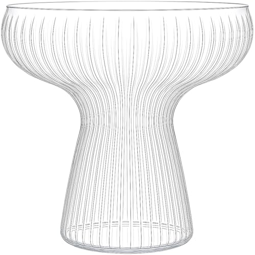Oojami Lunara Clear Plastic Margarita Glasses 11 oz Set of 40 Disposable Party Cups for Cocktails (Clear Ripple Ribbed)