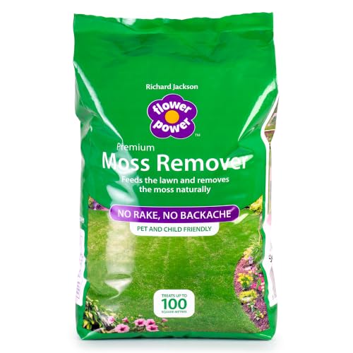 Flower Power Moss Remover & Lawn Feeder with Organic High Potash...