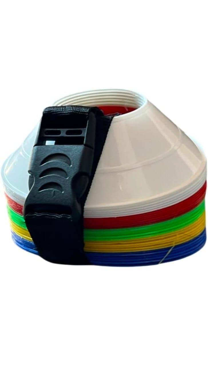 CRAZX Disc Cones Set | Space Marker Cones 2" Height- Agility Training Cones for Football, Cricket, Exercise, Kids Activity, Sports | Football Cones and Markers Set with Stand, Carry Bag (10, S)