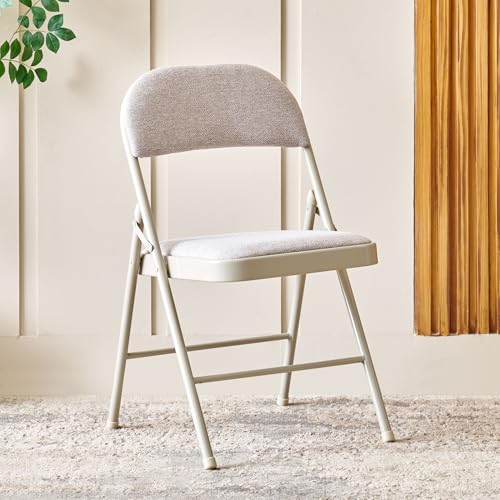 Image of Home Centre | Melony Fabric Folding Chair | Metal Frame, for Home | Beige | 6 Months Warranty