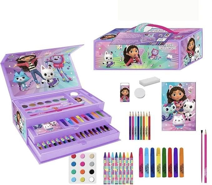 Gabby's Dollhouse Set de papeterie coloré – Kit scolaire complet avec marqueurs, crayons de couleur et accessoires décorés avec des personnages de la...
