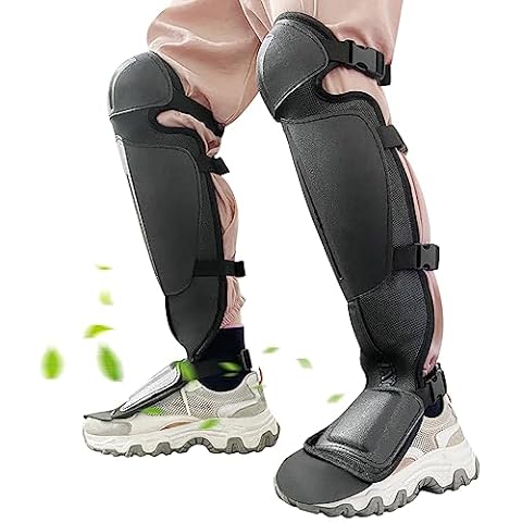 OLizee® 1 Pair Adjustable Trimmer Gaiters Mowing Shin Guards Gardening Knee Pads Chainsaw Shin Guards Weed Eating Leg Protectors for Outdoor Activities Black Cover