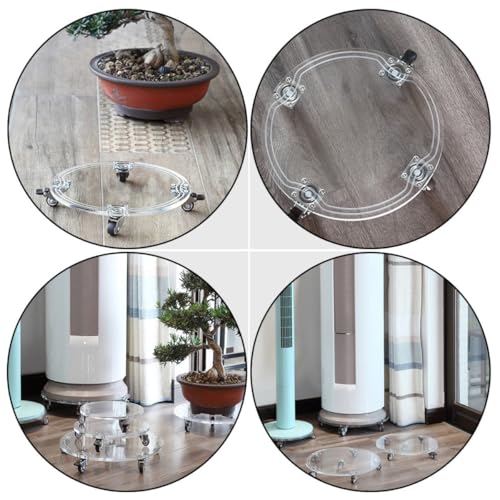 Support rond à roulettes pour pot de fleurs plastique déplaçable - 4