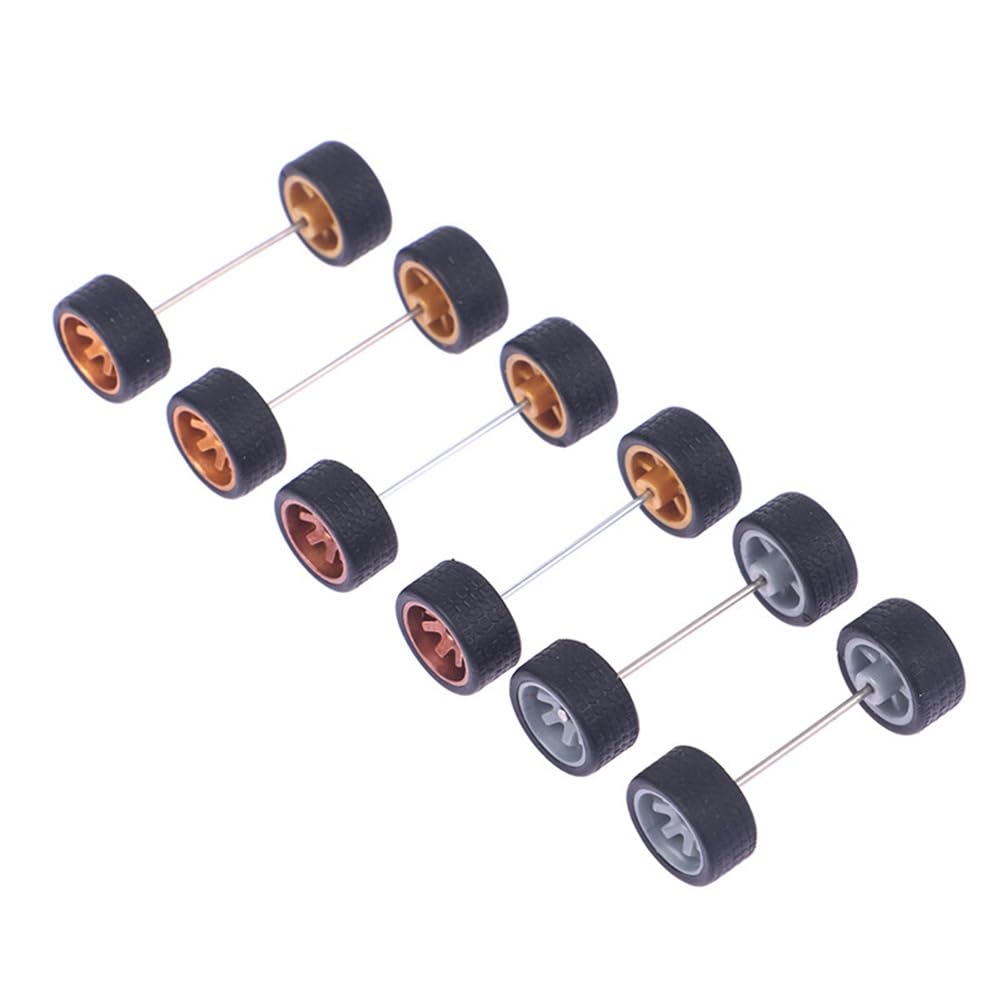 10 Set di Ruote All Terreno 1/64/Pneumatici in Gomma, Pneumatico Rimovibile da 18,3 mm per Ruota 1:64 Modello Camion RC All Terreno SUV Colore Casuale