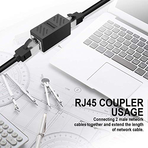 Image of C & E RJ45 Coupler Ethernet Extender, in-Line Coupler Female to Female Cat6e /Cat6 /Cat5e Ethernet Cable Extender Adapter Female to Female, rj45 Extender (2pcs, Black)