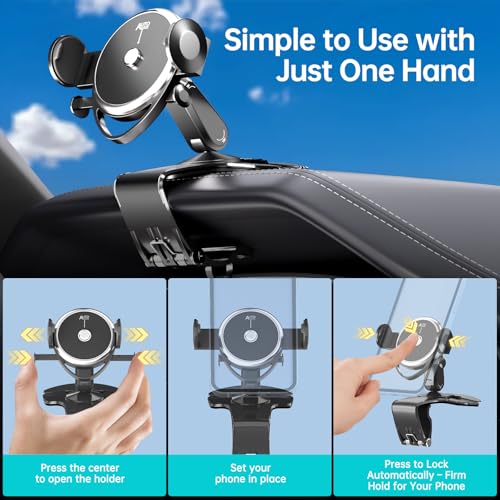 Dashboard Car Phone Holder, Universal 360° Rotation Dash Phone Mount for Car, Multifunctional Dashboard Clip Phone Bracket, Hands-Free Cell Phone Holder Stand Compatible with iPhone & Android (Black) - image 4